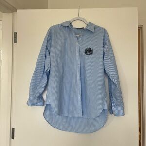LOFT Light Blue Pinstripe Button-Down Shirt